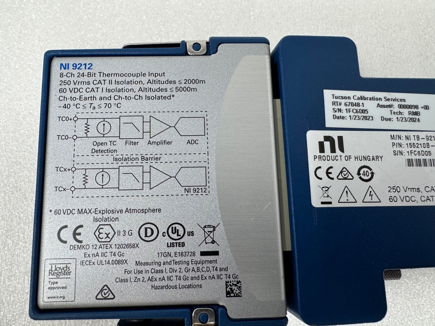 National Instruments NI 9212 8-Channel 24 Bit Thermocouple Input w TB-9212 cDAQ