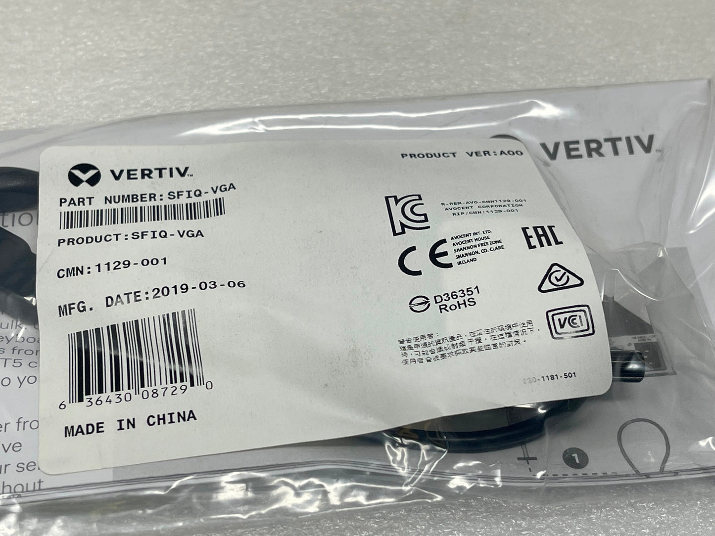 NEW VERTIV SFIQ-VGA Server Interface Module Access Cable for KVM switch sfiqvga