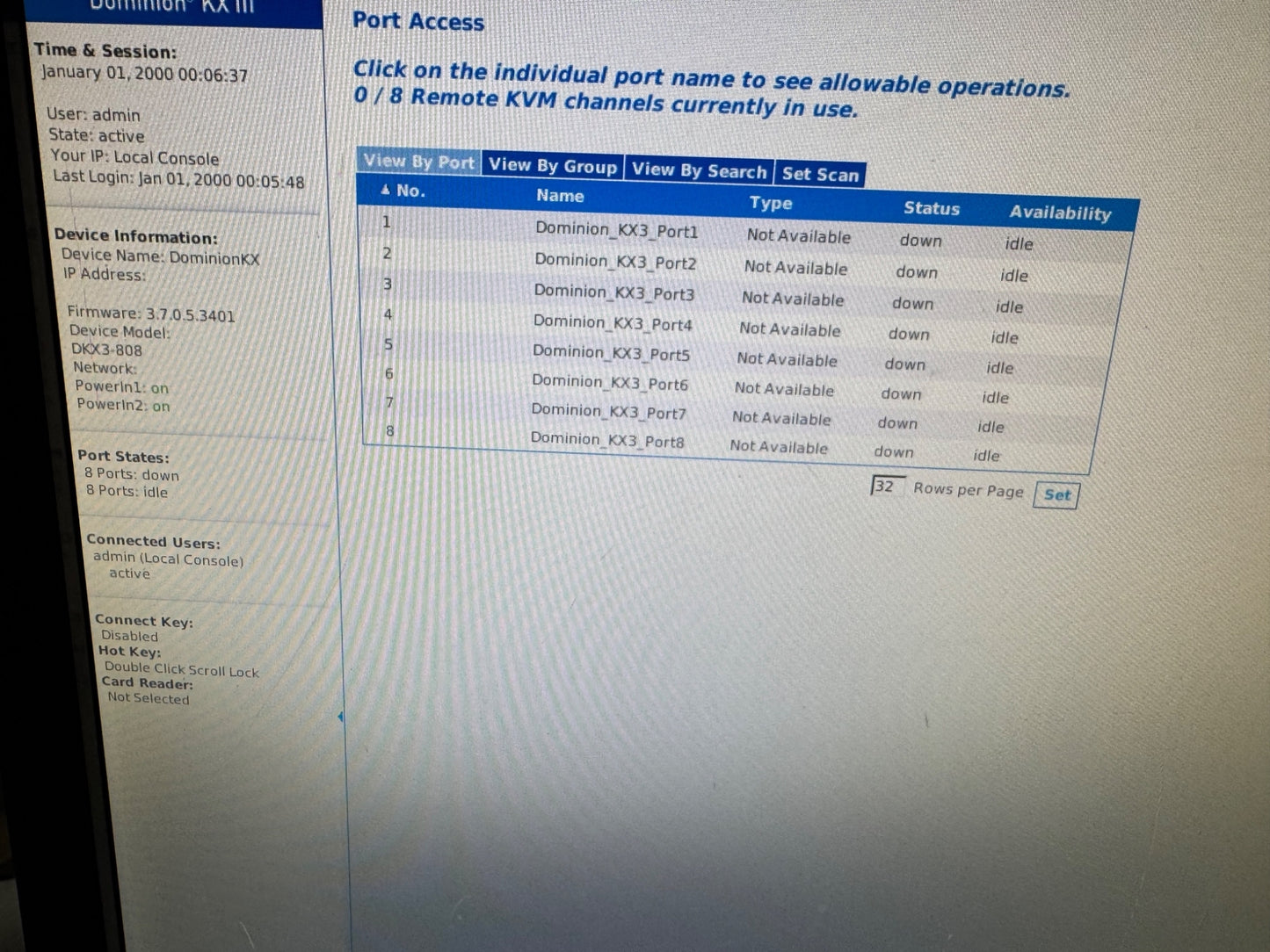 Raritan Dominion DKX3-808 8 Port KVM Over IP Switch DKXIII 8 user 8 ports