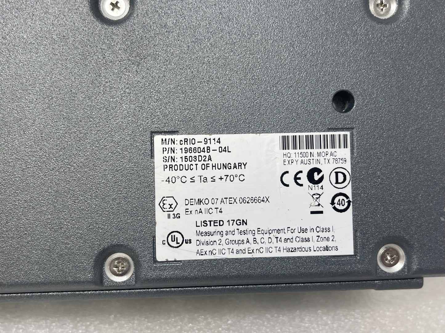 National Instruments NI cRIO-9114 8 Slot Reconfigurable Chassis CRIO9114 FPGA