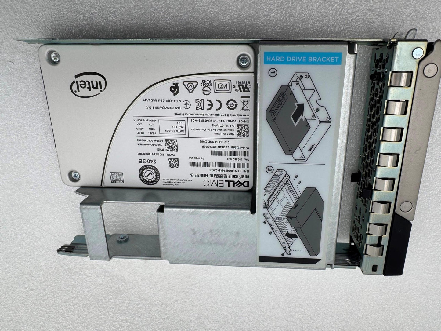 Dell EMC T1WH8 Intel 240GB 2.5" SSDSC2KG240G8R SSD w 3.5" tray Solid State Drive