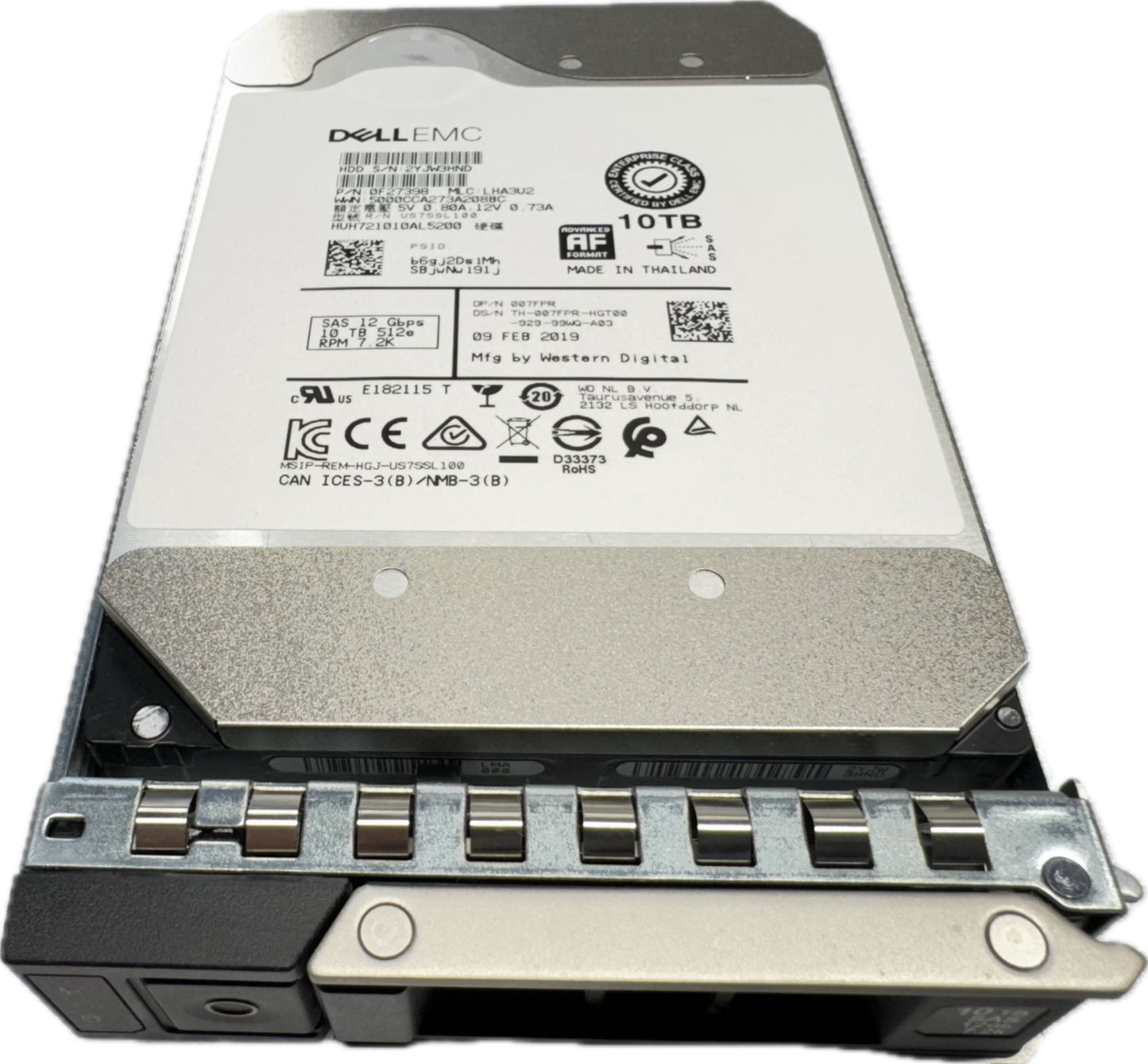 Dell EMC 07FPR HUH721010AL5200 10TB 7.2K RPM 12Gb/s 3.5" SAS Hard Drive 14G Tray