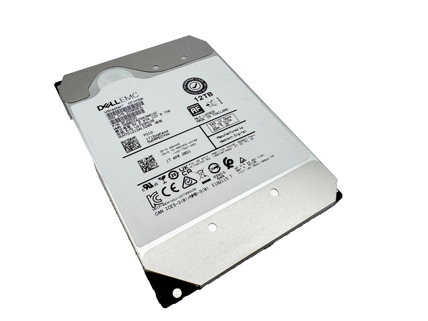 09HXK6 HUH721212AL5200 Dell EMC 12TB 7.2K RPM 12Gb/s 3.5" SAS Hard Drive WD HGST