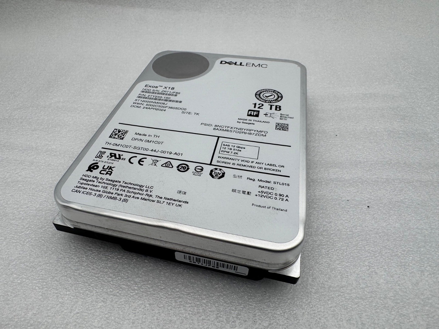 M1C0T ST12000NM006J Dell EMC 12TB 7.2K RPM 12Gb/s 3.5" SAS Hard Drive Seagate
