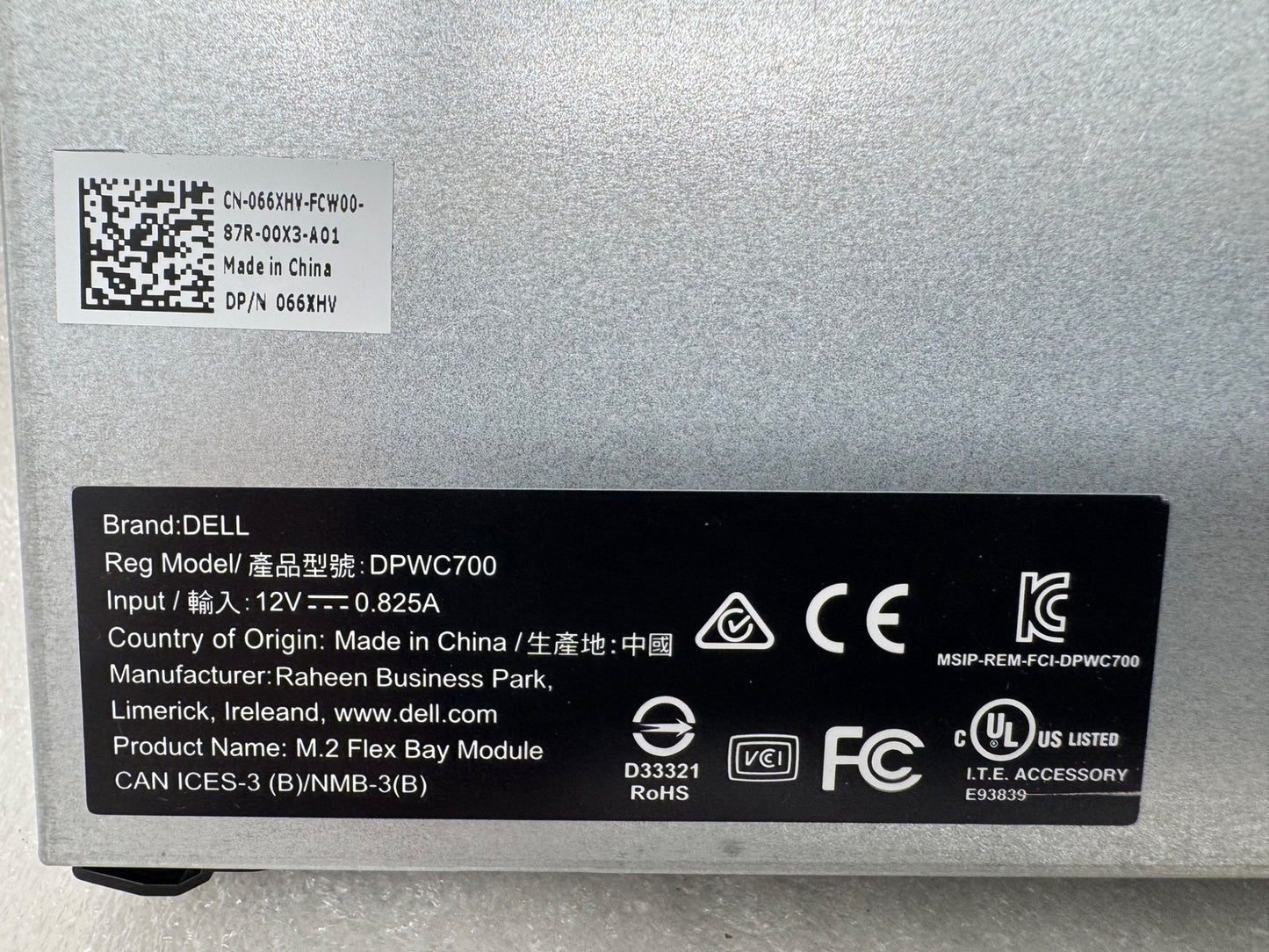 Dell M.2 SSD Flexbay Module for Precision T5820 T7820 T7920 66XHV 066XHV w TRAY