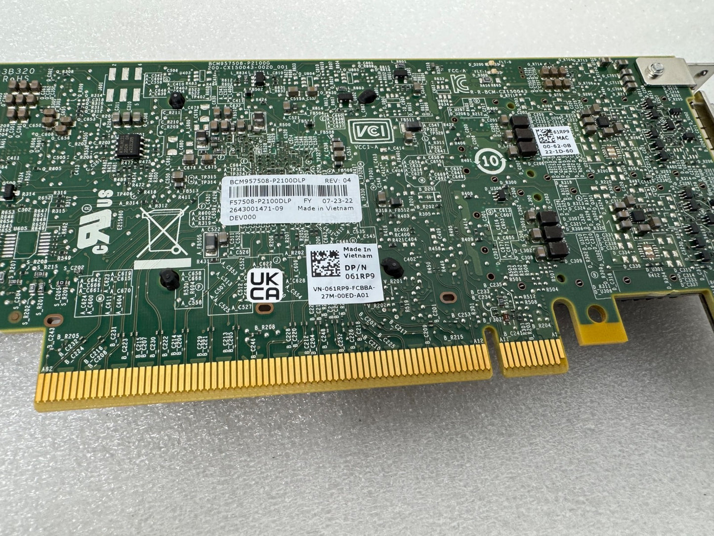 Dell Broadcom 57508 Dual Port 100GB QSFP56 Low Profile Network adapter NIC 61RP9