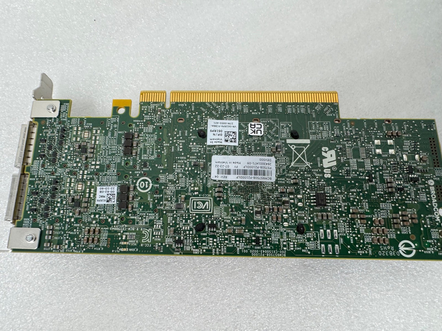 Dell Broadcom 57508 Dual Port 100GB QSFP56 Low Profile Network adapter NIC 61RP9