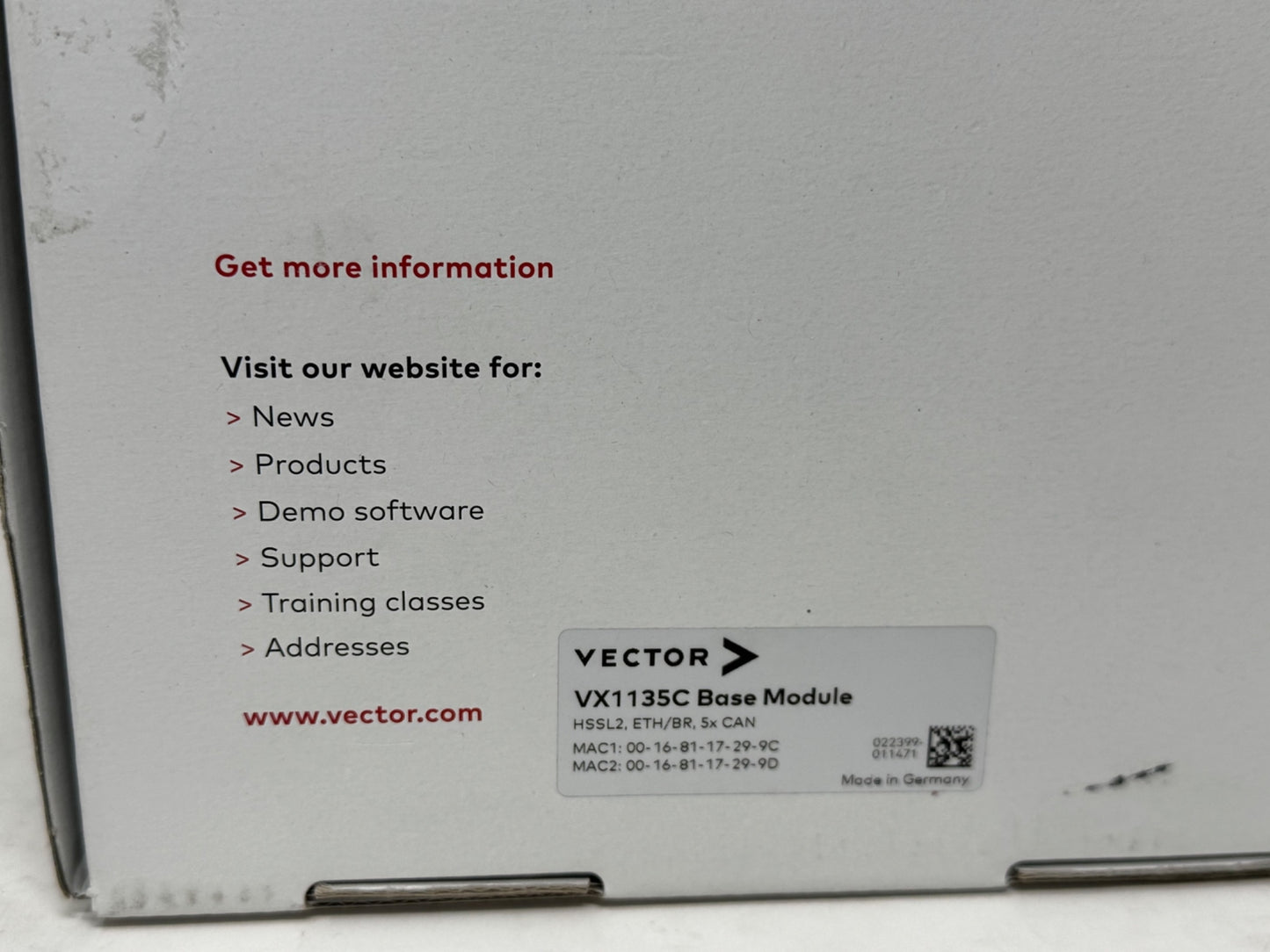New in Box Vector VX1000 VX1135C Base Module Measurement Calibration Interface