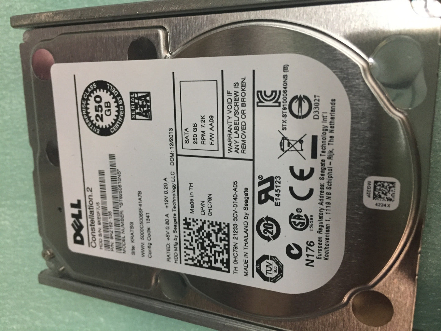 HC79N Dell Constellation2 250GB 7.2K 2.5" SATA HD Seagate ST9250610NS Hard Drive