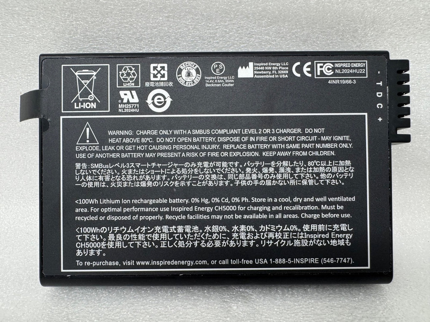 ORIGINAL NL2024HU22 INSPIRED ENERGY Particle Counter Battery 14.4V 95Wh TESTED