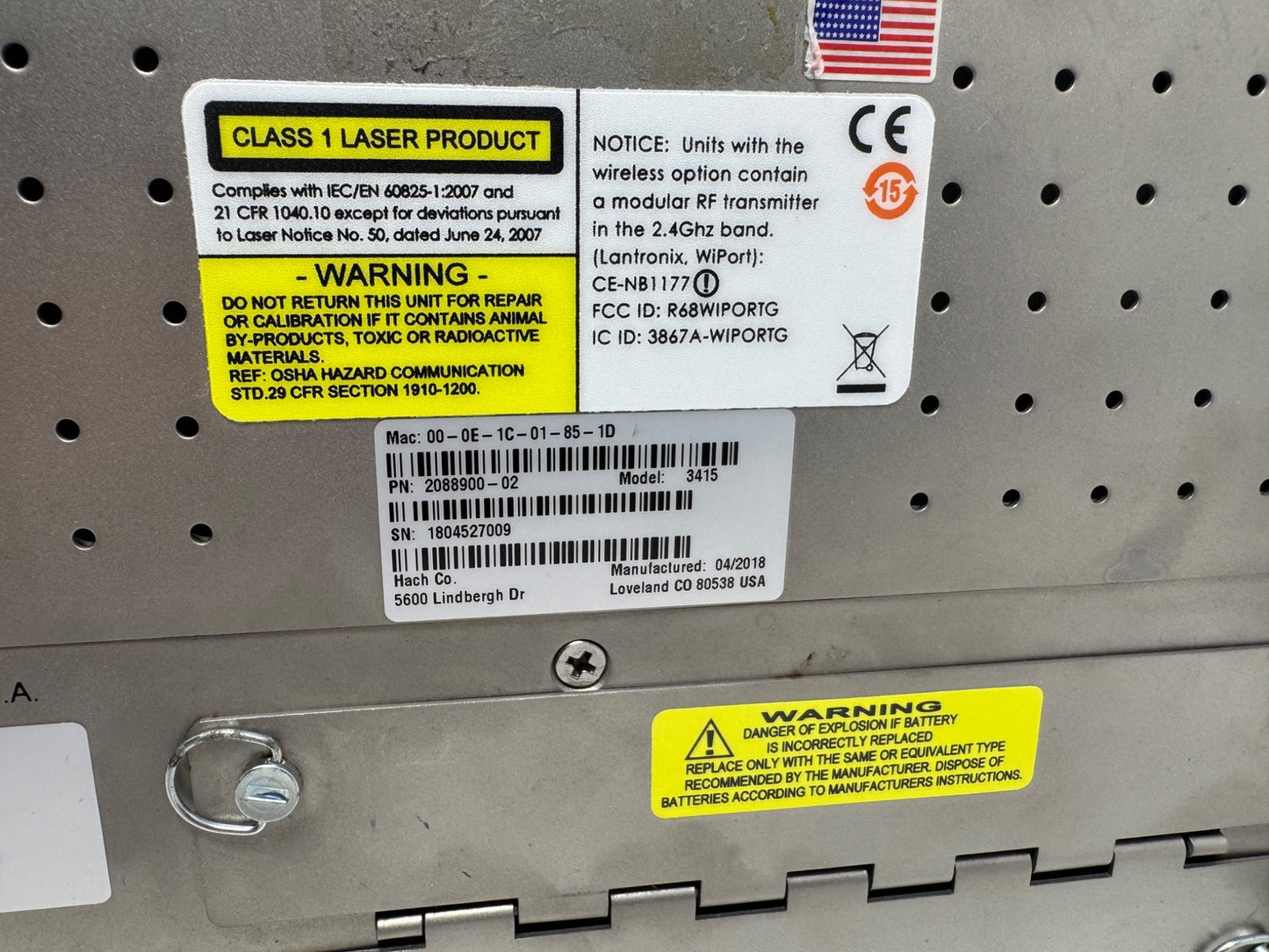 MET ONE HACH 3400 Portable Particle Counter Model 3415 MFD 2018 Lot#5 1804527009