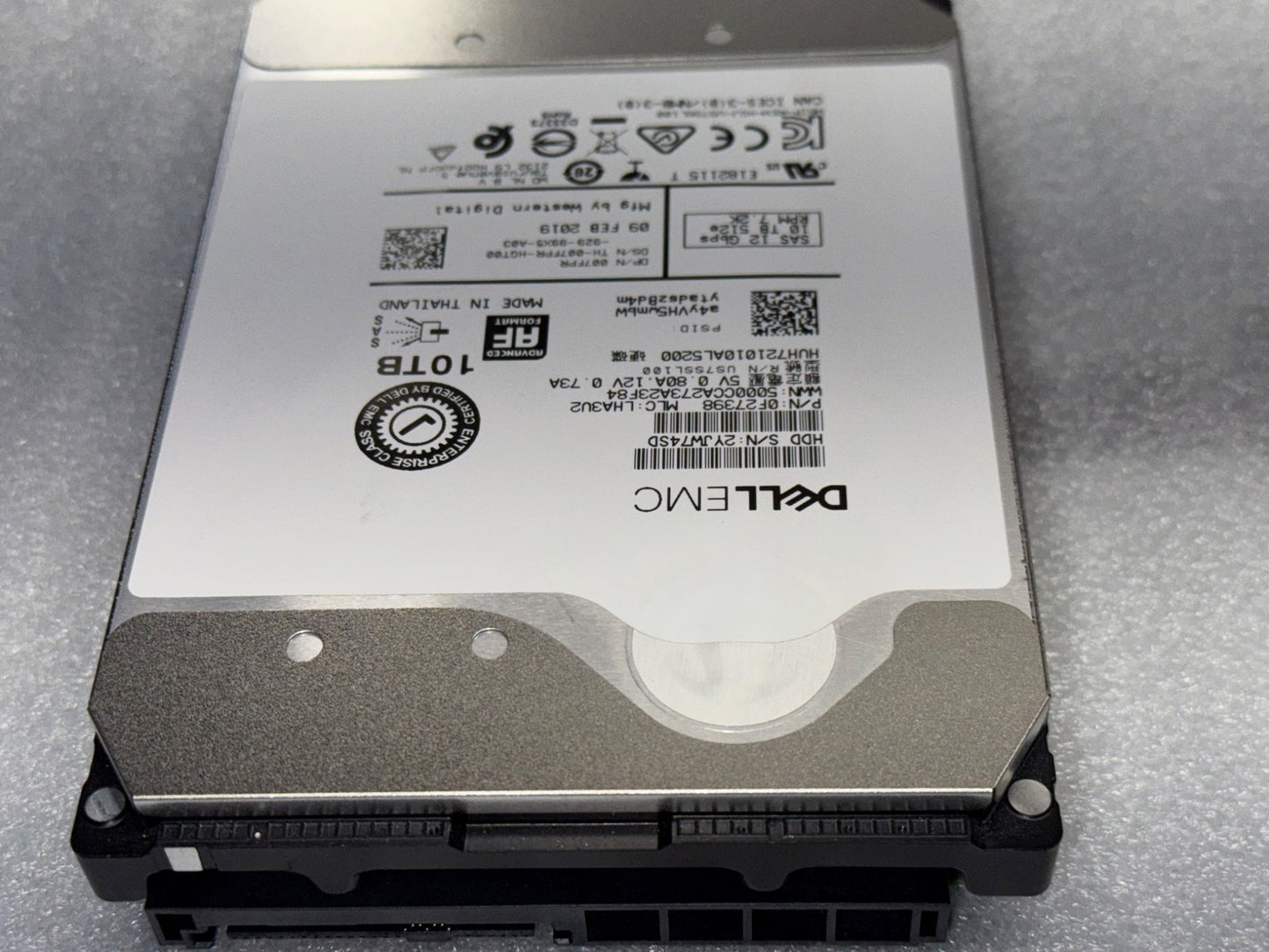 07FPR HUH721010AL5200 Dell EMC 10TB 7.2K RPM 12Gb/s 3.5" SAS Hard Drive WD HGST