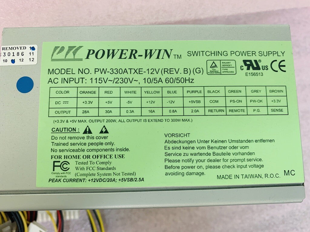 Power-Win PW-330ATXE-12V Rev B G Industrial Computer Switching Power Supply PSU