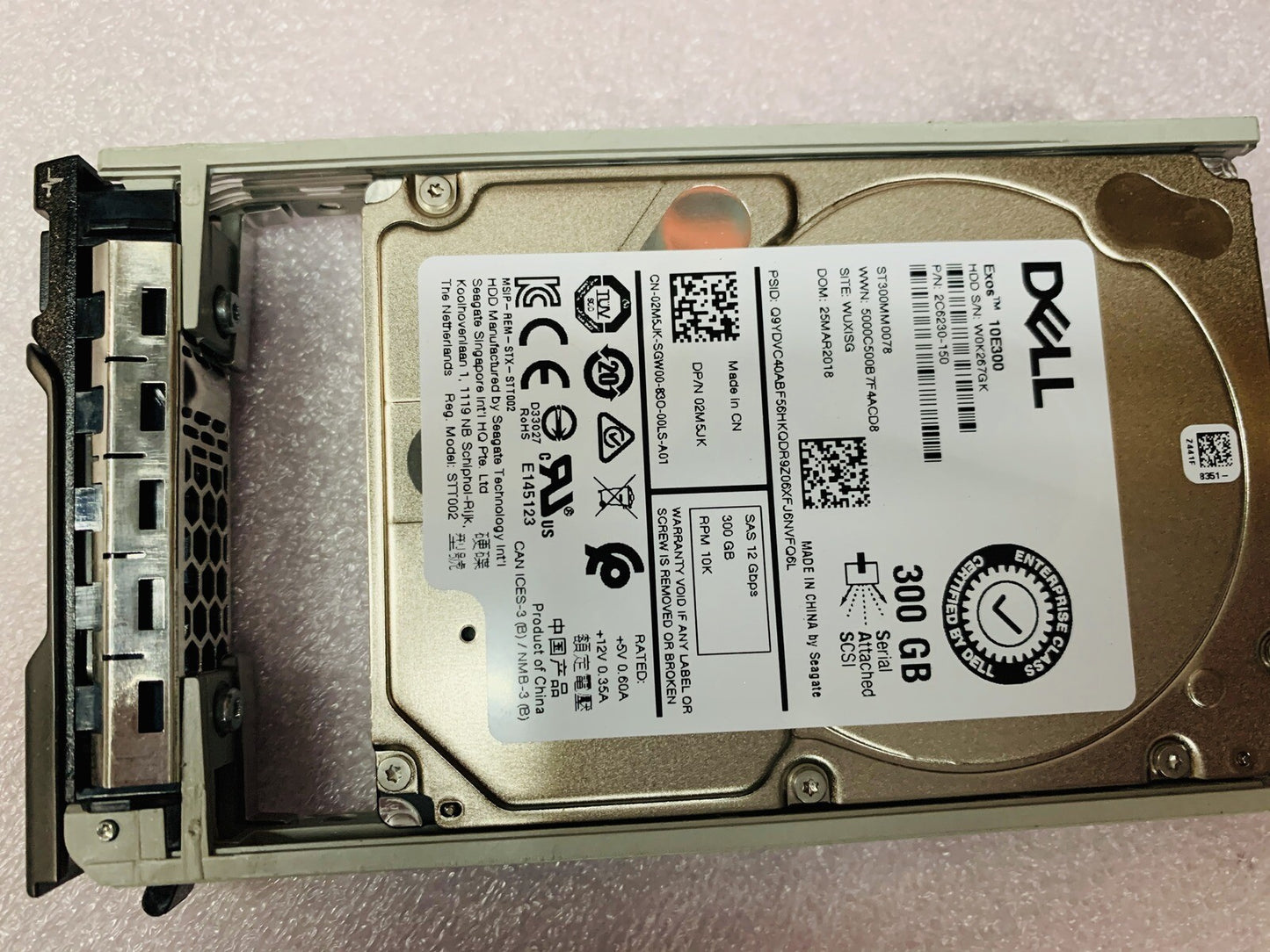 Dell 2M5JK 300GB Seagate ST300MM0078 2.5" SAS 12G 10K Hard Drive HDD w Tray SFF