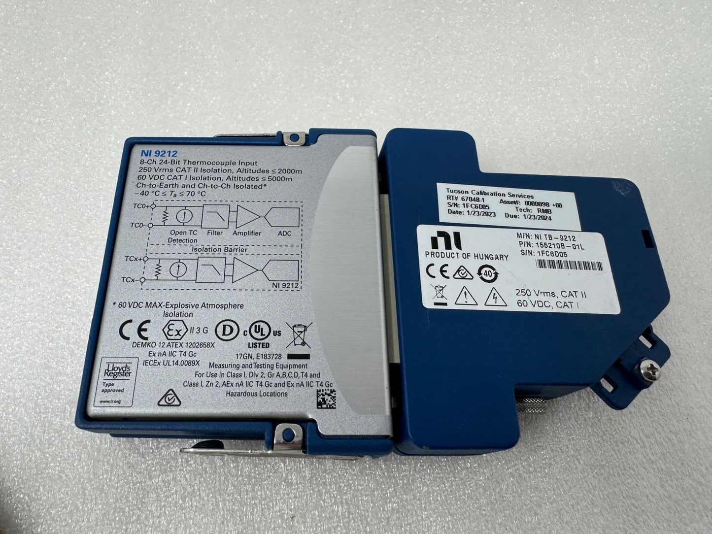 National Instruments NI 9212 8-Channel 24 Bit Thermocouple Input w TB-9212 cDAQ