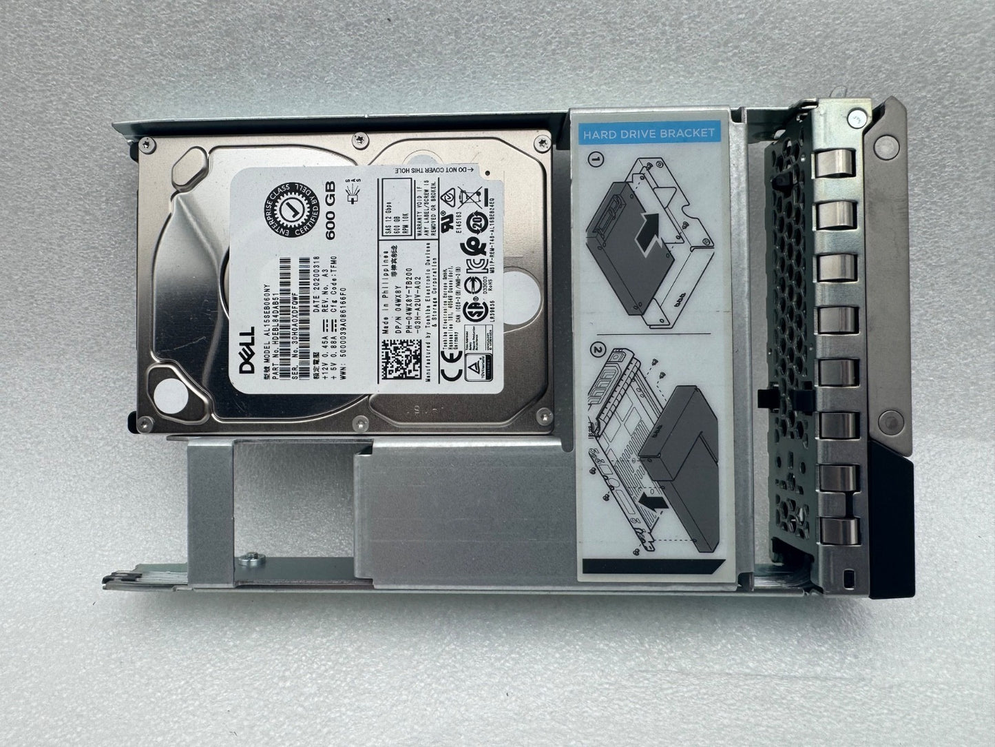 Dell Toshiba 600GB HDEBL84DAB51 10K SAS 4wx8y 3.5" 2.5 tray LFF 9w8c4 hard drive