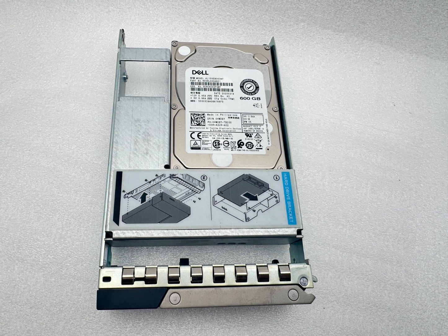 Dell Toshiba 600GB HDEBL84DAB51 10K SAS 4wx8y 3.5" 2.5 tray LFF 9w8c4 hard drive
