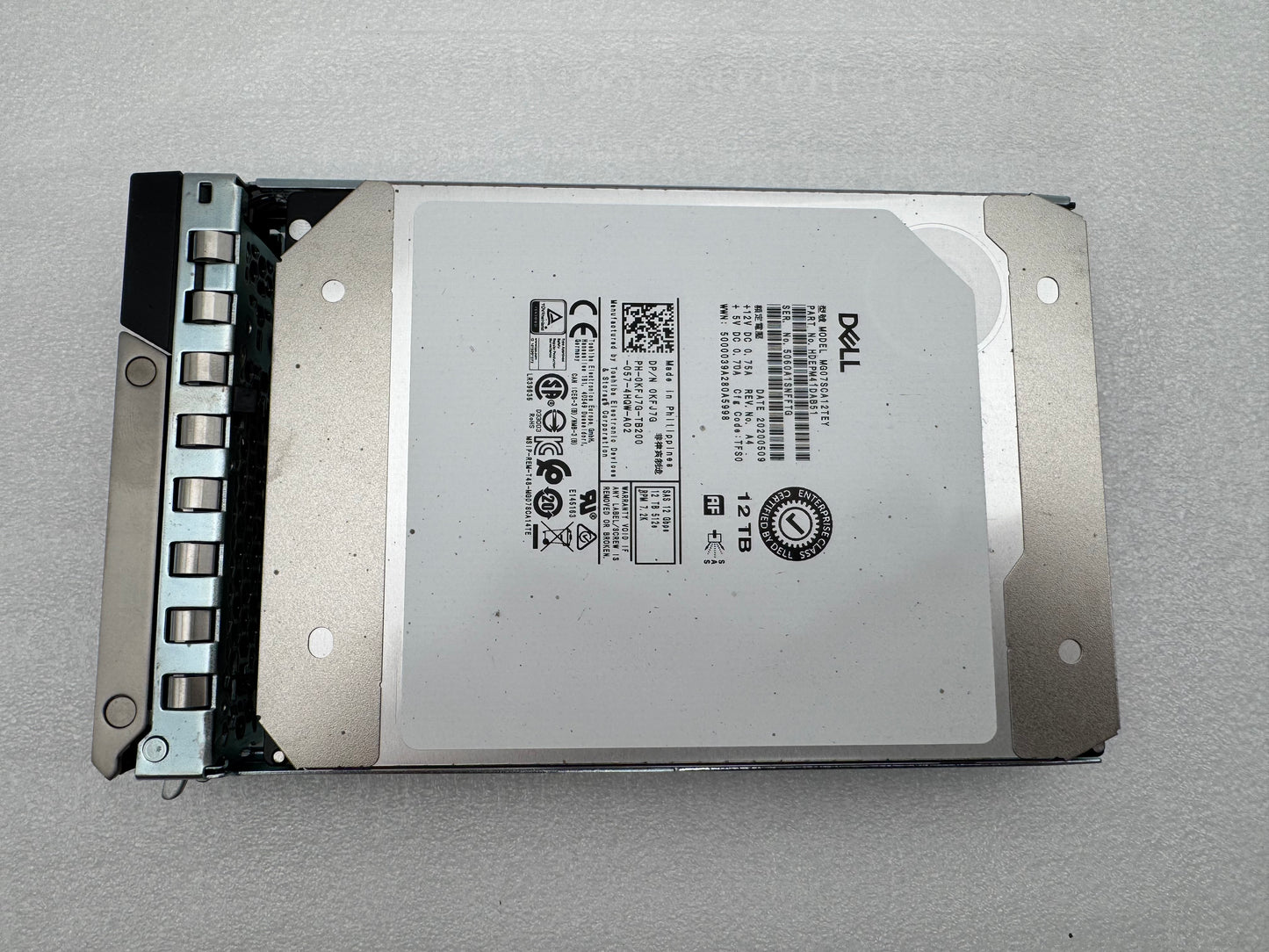 MG07SCA12TEY KFJ7G Dell EMC 12TB 7.2K RPM 12Gbs 3.5" SAS Hard Drive Toshiba Tray