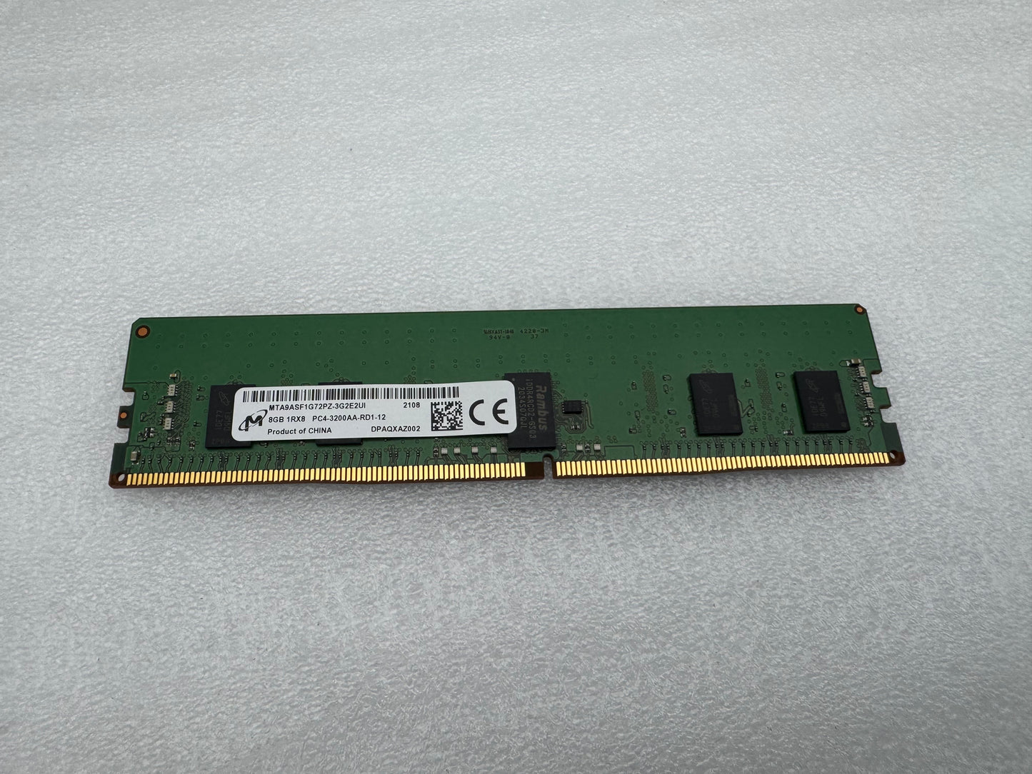 Micron 8GB 1x8gb DDR4 pc4-3200aa ECC Server Memory RAM MTA9ASF1G72PZ-3G2E2UI