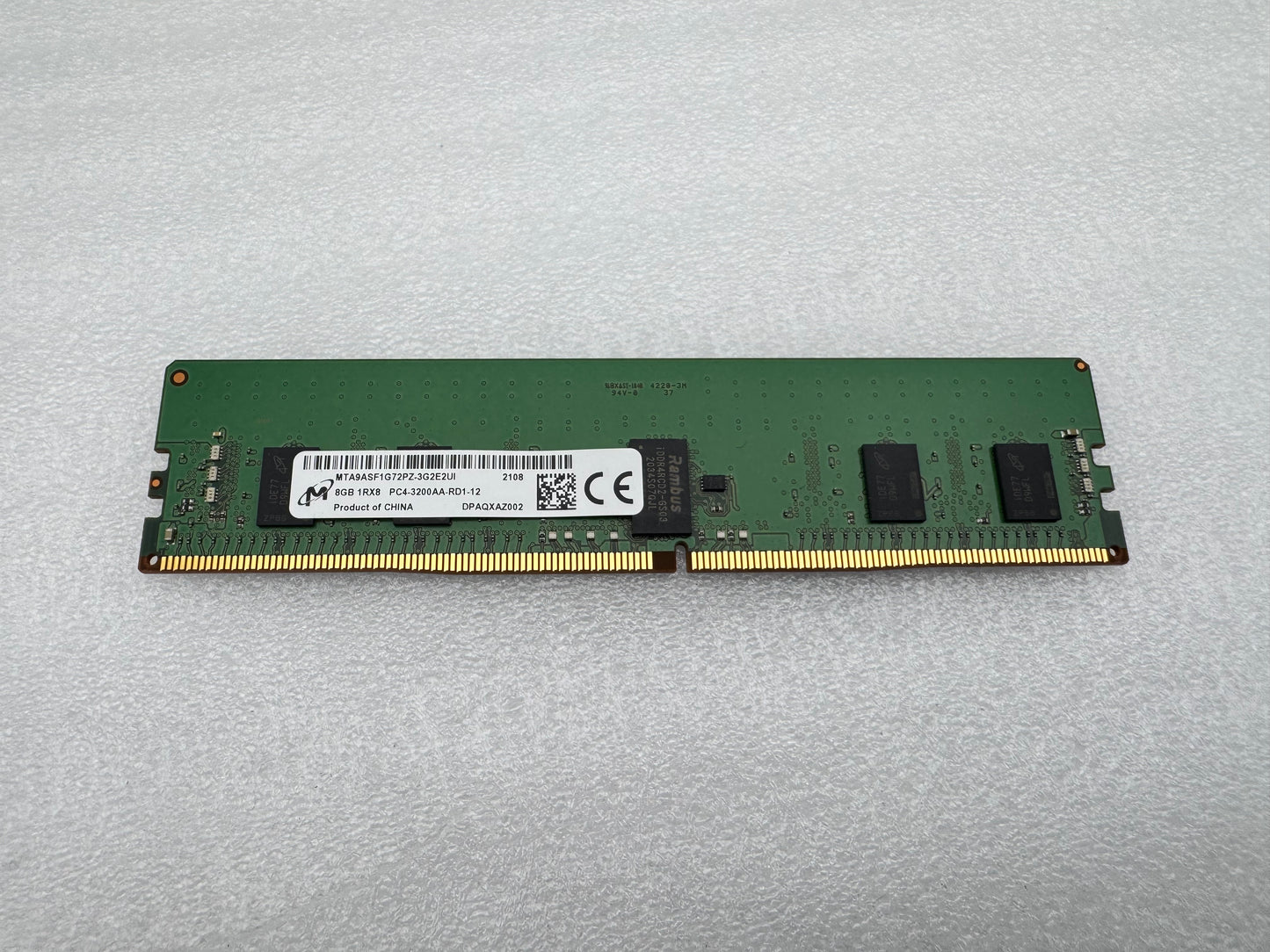 Micron 8GB 1x8gb DDR4 pc4-3200aa ECC Server Memory RAM MTA9ASF1G72PZ-3G2E2UI