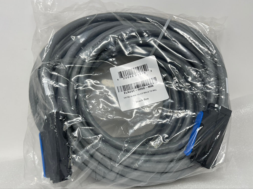 50ft CAT5E 50 PIN TELCO MALE TO MALE Black Box ELN29T-0050-MM Cat 5E 25 Pair M/M