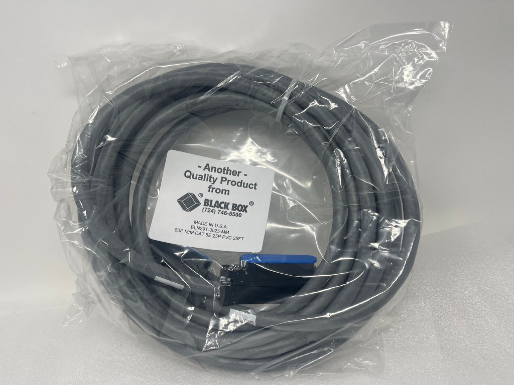 25ft CAT5E 50 PIN TELCO MALE TO MALE Black Box ELN29T-0025-MM Cat 5E 25 Pair M/M