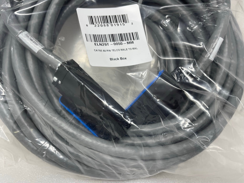 50ft CAT5E 50 PIN TELCO MALE TO MALE Black Box ELN29T-0050-MM Cat 5E 25 Pair M/M