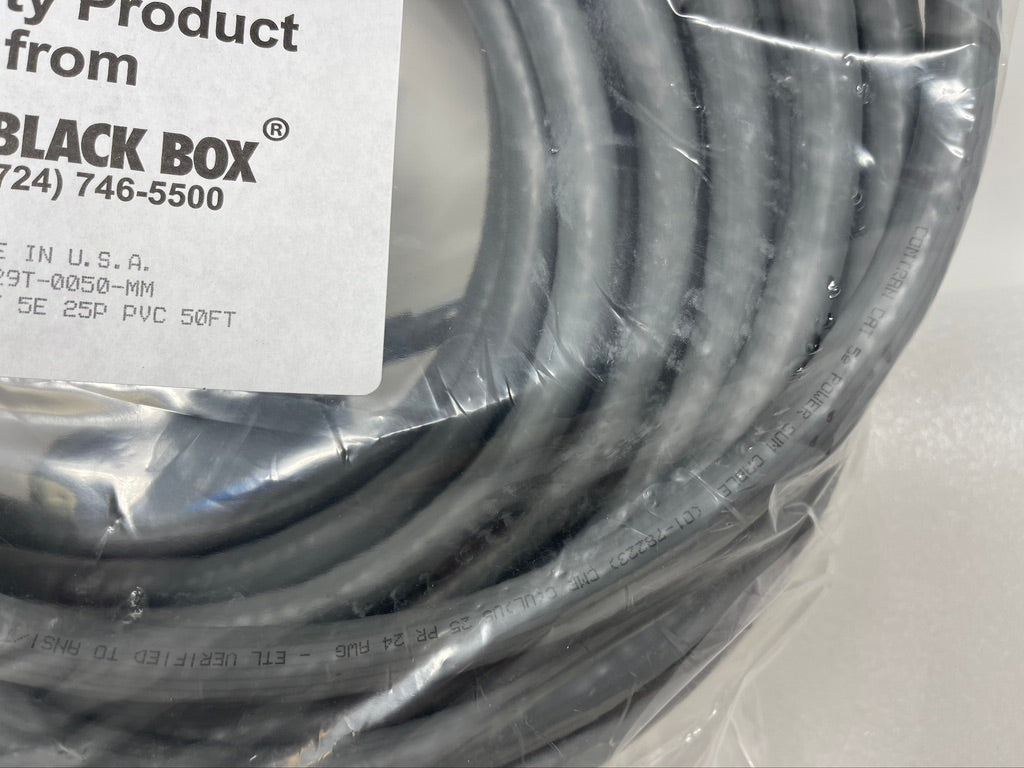 50ft CAT5E 50 PIN TELCO MALE TO MALE Black Box ELN29T-0050-MM Cat 5E 25 Pair M/M