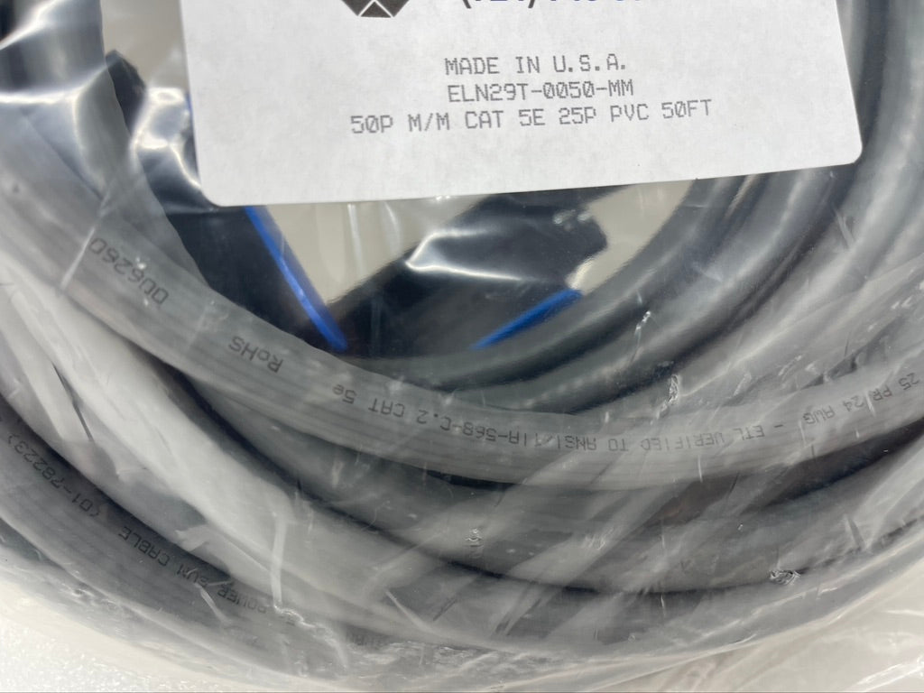 50ft CAT5E 50 PIN TELCO MALE TO MALE Black Box ELN29T-0050-MM Cat 5E 25 Pair M/M