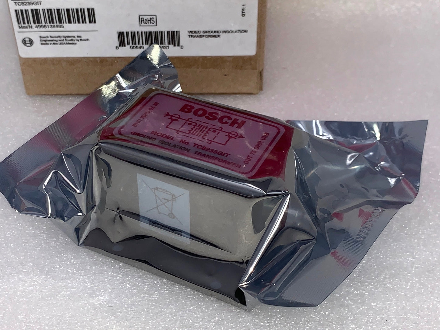 Bosch TC8235GIT Ground Loop Isolation Transformer for Video/Data Lines 75Ohm BNC